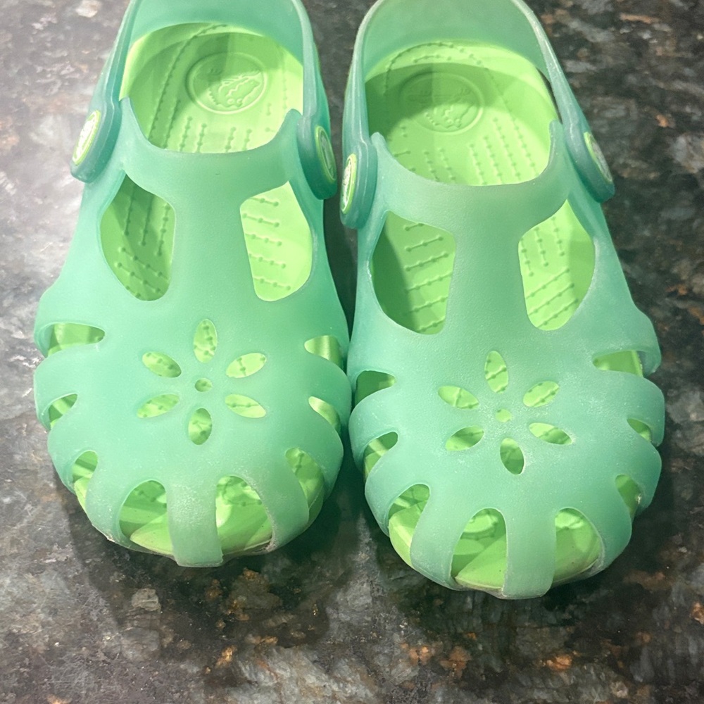CROCS Shirley Girls Shoes Aqua/Lime C12 - Picture 7 of 7